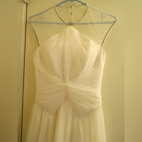 Ted Baker Trixxy Illusion Yoke Pleated Tulle Mesh Embellished Wedding Dress $650 - Picture 5 of 11